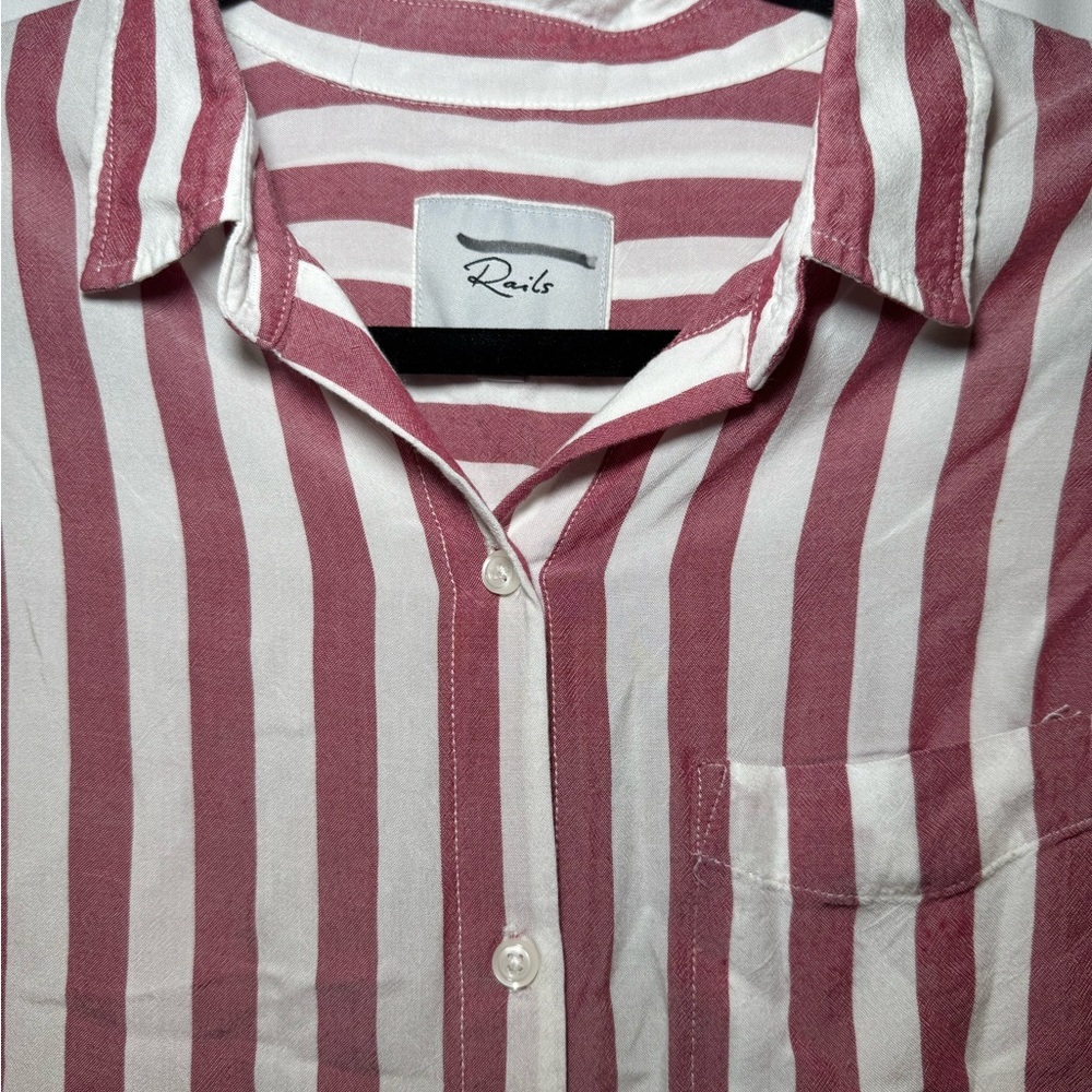 Rails Maroon White Striped Tie-Front Button Down Shirt Size S - Picture 3 of 6